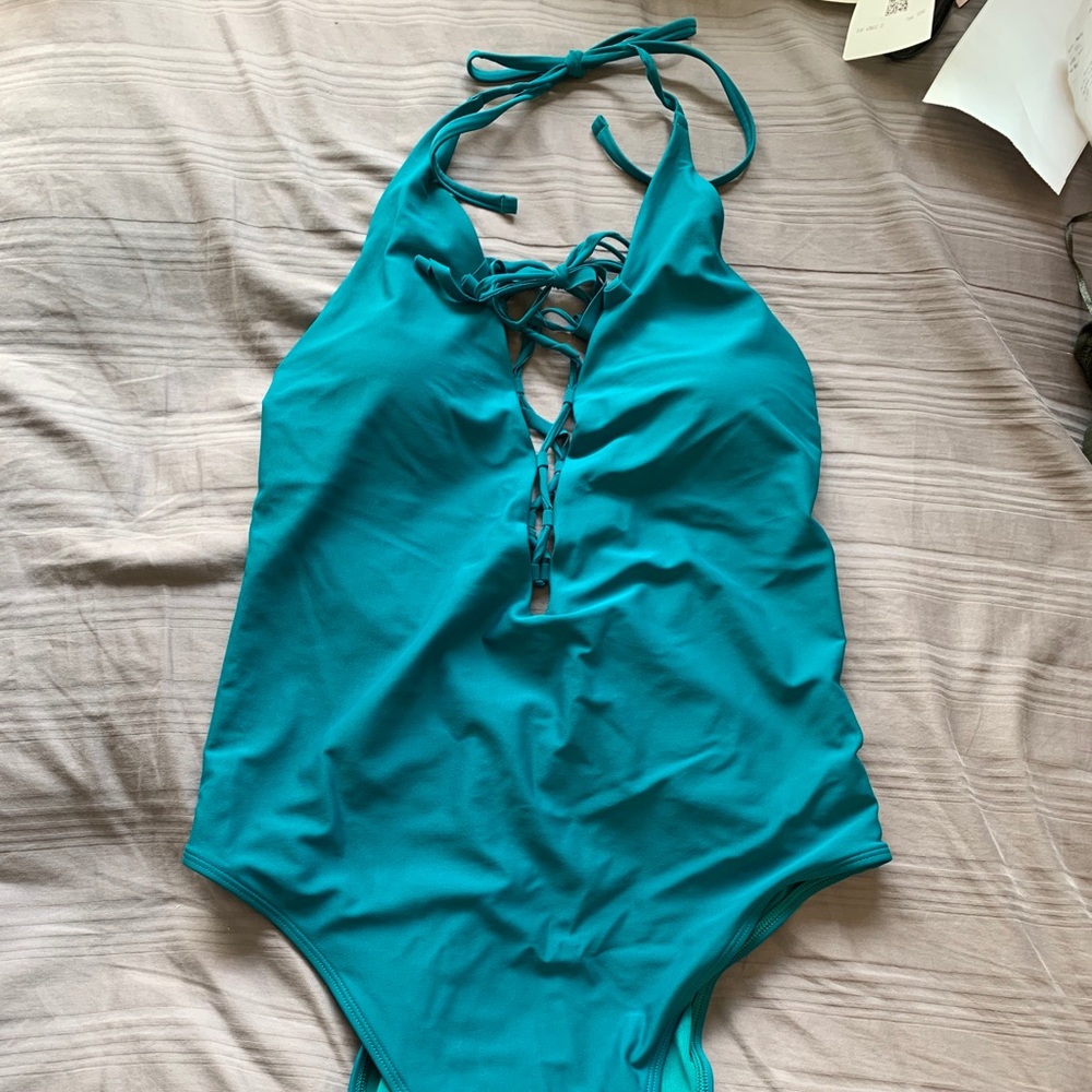 American eagle aeire teal one piece swim suit
